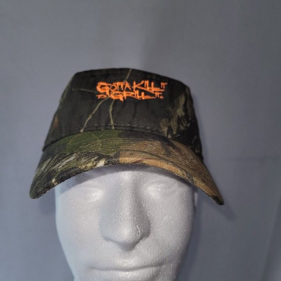 Camo Hat Mens OS Hook & Loop‎ Back Visor "Gotta Kill It To Grill It" - Picture 2 of 8